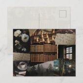 Dark / soft academia scrapbook collage postkarte (Vorne/Hinten)