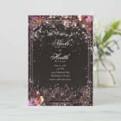 Dark Sparkle Glitzer Glam Lights Floral Wedding Einladung (Stehend Vorderseite)