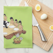 Dark Spaß Native American Erntedank Cartoon Geschirrtuch (Viertel Falte)