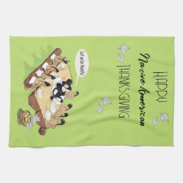 Dark Spaß Native American Erntedank Cartoon Geschirrtuch