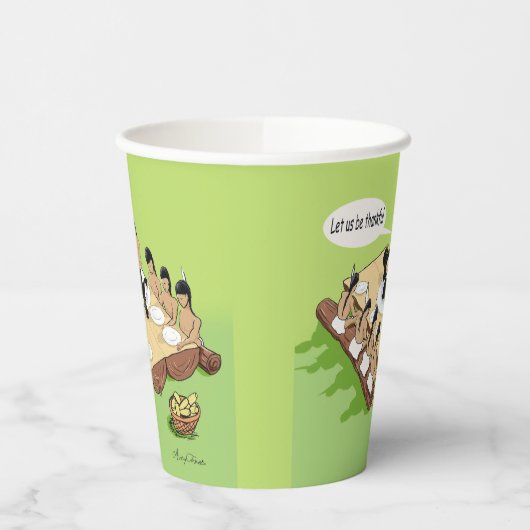 Dark Spaß Native American Erntedank Cartoon Pappbecher (Links)