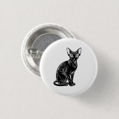 Dark Sphynx Cat Art – Mysterious Minimal Design Button (Vorne & Hinten)