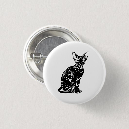Dark Sphynx Cat Art – Mysterious Minimal Design Button (Vorne & Hinten)