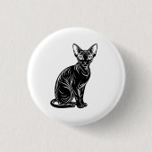 Dark Sphynx Cat Art – Mysterious Minimal Design Button (Vorderseite)