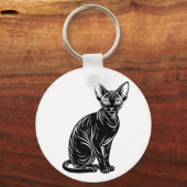 Dark Sphynx Cat Art – Mysterious Minimal Design Schlüsselanhänger (Vorderseite)
