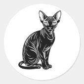 Dark Sphynx Cat – Mysterious Minimal Art Runder Aufkleber (Vorderseite)