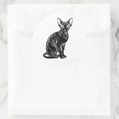Dark Sphynx Cat – Mysterious Minimal Art Runder Aufkleber (Tasche)