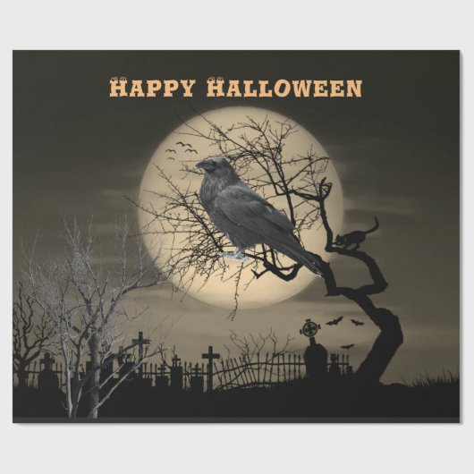 Dark Spooky Halloween mit Raven Geschenkpapier (Flach)
