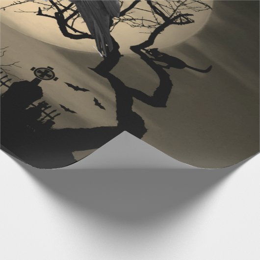 Dark Spooky Halloween mit Raven Geschenkpapier (Ecke)