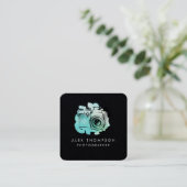 Dark Square Watercolor Camera Fotograf Quadratische Visitenkarte (Stehend Vorderseite)