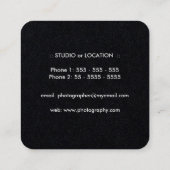 Dark Square Watercolor Camera Fotograf Quadratische Visitenkarte (Rückseite)