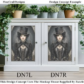 Dark Steampunk Lady Ringmaster DN7L Decoupage Seidenpapier
