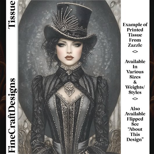 Dark Steampunk Lady Ringmaster DN7L Decoupage Seidenpapier