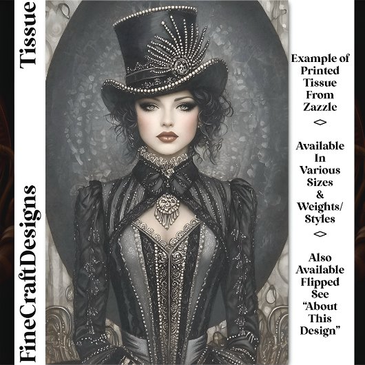 Dark Steampunk Lady Ringmaster DN7R Decoupage Seidenpapier