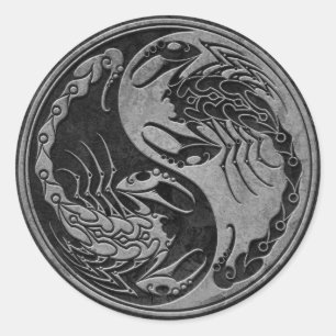 Dark Stone Yin Yang Scorpions Runder Aufkleber