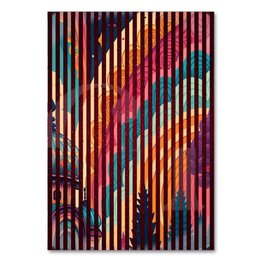 Dark Striped Fantasy Table Card - Anpassbar Tischnummer (Vorderseite)