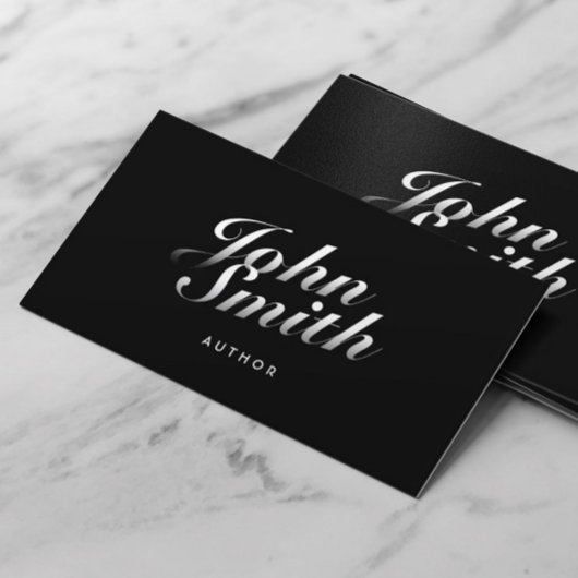 Dark Stylish Calligraphic Author Business Card Visitenkarte