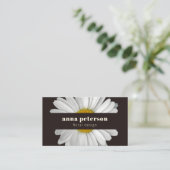 Dark Stylish Elegant Daisy Floral Florist Visitenkarte (Stehend Vorderseite)