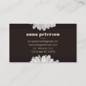 Dark Stylish Elegant Daisy Floral Florist Visitenkarte (Rückseite)