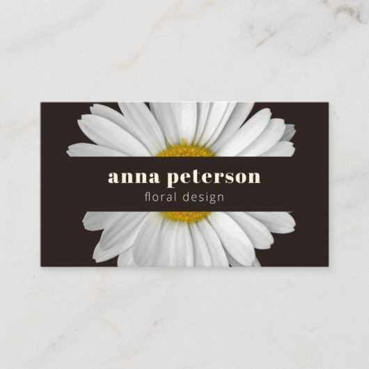 Dark Stylish Elegant Daisy Floral Florist Visitenkarte (Vorderseite)