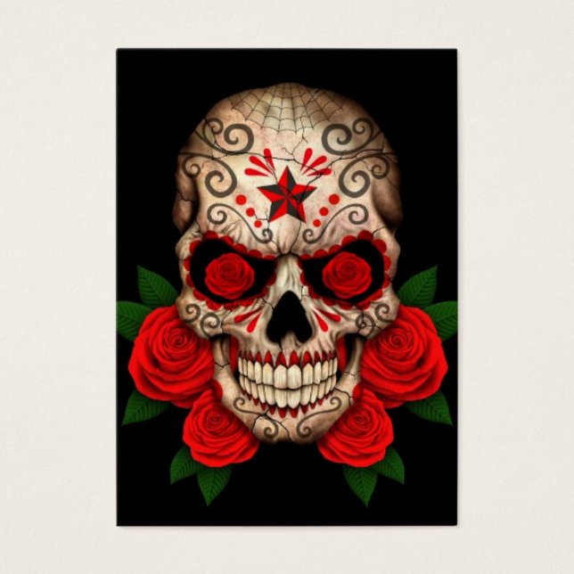 Dark Sugar Skull mit Rote Rosen (Vorderseite)