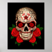Dark Sugar Skull mit Rote Rosen Poster (Vorne)