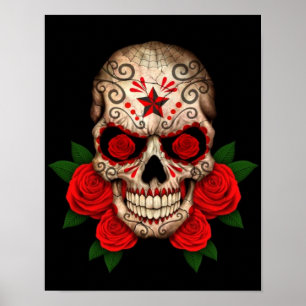 Dark Sugar Skull mit Rote Rosen Poster