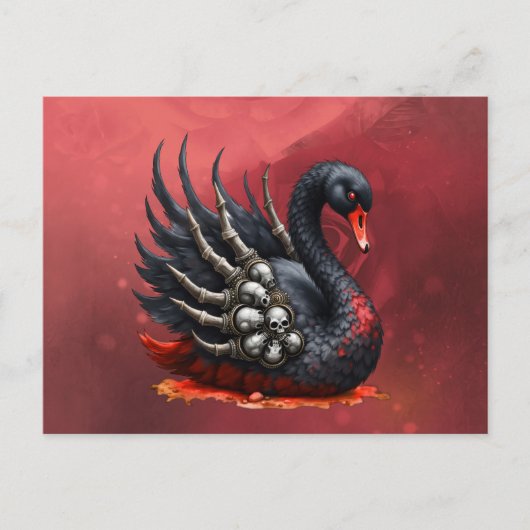 Dark Swan of Bones – Gothic Elegance  Einladungspostkarte (Vorderseite)
