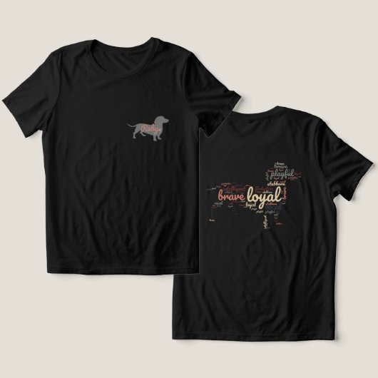 Dark T - Shirt Dackel Hunde Persönlichkeit (Design Vorderseite & Rückseite)