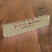 Dark Tan Brown Color Professional Modern Plain Namensplakette (Seite)