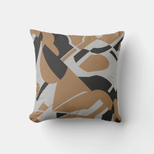 Dark Tan Gray Black Bold Diagonal Design Kissen