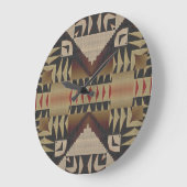 Dark Tan Taupe Brown Red Black Tribal Art Große Wanduhr (Winkel)
