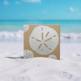 Dark Tan & White Tropical Beach Sand Dollar Fliese