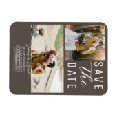 Dark Taupe Moderne 2 Fotos Save the Date Hochzeit Magnet (Horizontal)