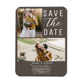 Dark Taupe Moderne 2 Fotos Save the Date Hochzeit Magnet (Vertikal)