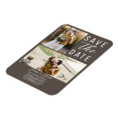 Dark Taupe Moderne 2 Fotos Save the Date Hochzeit Magnet (Linke Seite)
