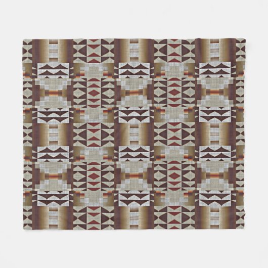 Dark Taupe Red Brown Tan Gray Beige Tribal Art Fleecedecke (Vorderseite (Horizontal))