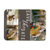 Dark Taupe Save the Date Hochzeit 3 Fotos Magnet (Horizontal)