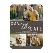 Dark Taupe Save the Date Hochzeit 3 Fotos Magnet (Vertikal)