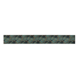 Dark Teal and Antique Gold Luxury Floral Ripsband
