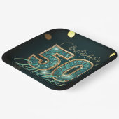 Dark Teal and Gold Mosaic 50th Birthday Party Pappteller (Gewinkelt)