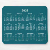 Dark Teal and White 2026 Calendar Mousepad (Vorne)