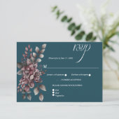 Dark Teal, Dusty Purple, Lavender, Sage Floral | RSVP Karte (Stehend Vorderseite)