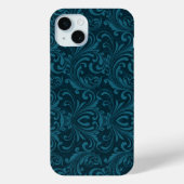 Dark teal floral damask pattern Case-Mate iPhone hülle (Rückseite)