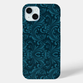 Dark teal floral damask pattern Case-Mate iPhone hülle