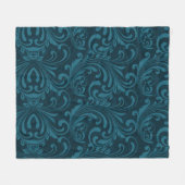 Dark teal floral damask pattern fleecedecke (Vorderseite (Horizontal))