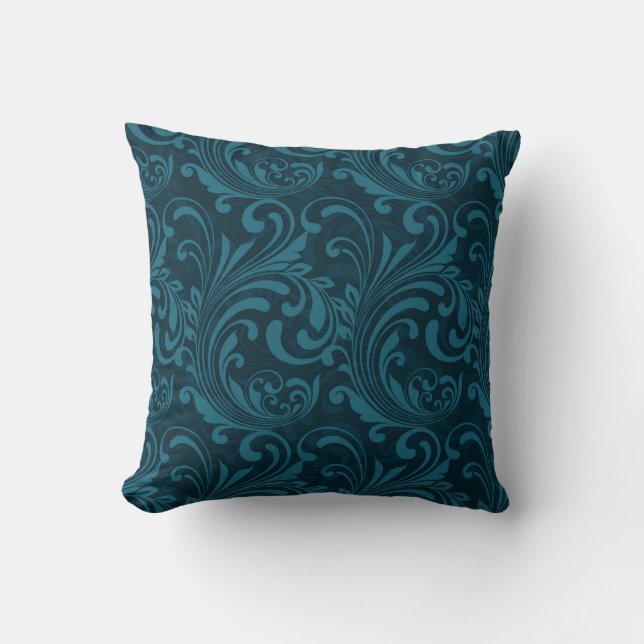 Dark teal floral damask pattern kissen (Vorderseite)