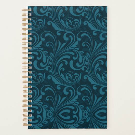 Dark teal floral damask pattern planer (Vorderseite)