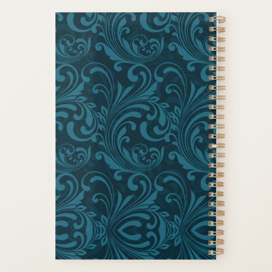 Dark teal floral damask pattern planer (Rückseite)