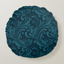 Dark teal floral damask pattern